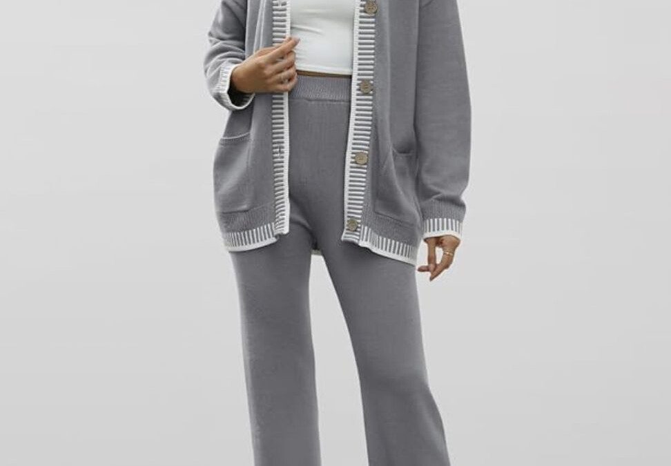 Sweater Lounge Sets – Long Sleeve Cardigan + Wide Leg Pants – Under $30 shipped!